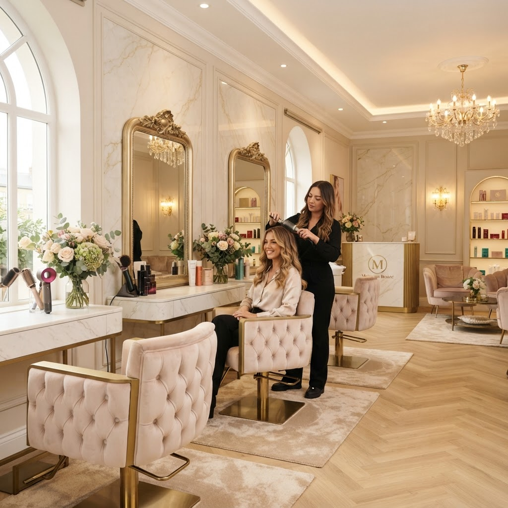 Luxurious interior of Nish Studio beauty salon in Indore